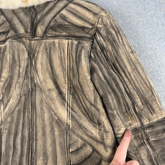 Winlit Womens Shearling Lined Genuine Leather Jacket Brown Zebra Print - Picture 10 of 14